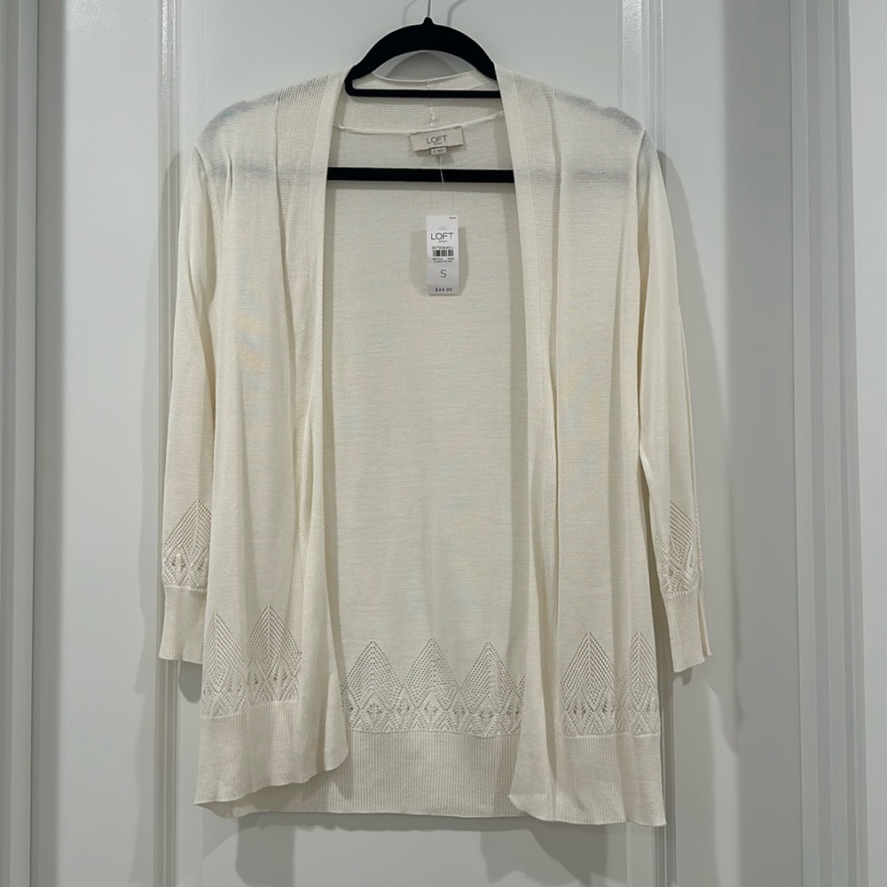 Cream Open Front Cardigan - Loft Outlet